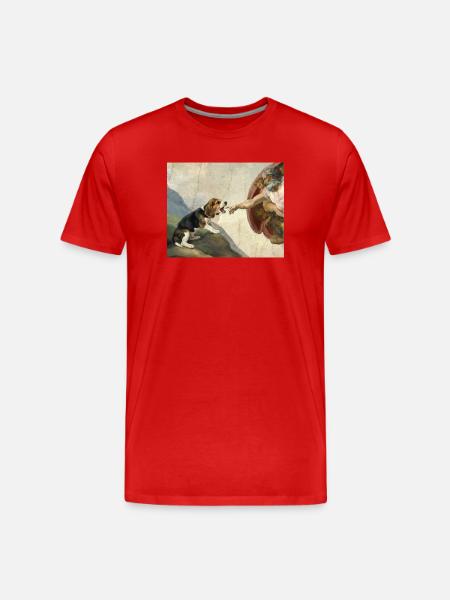 Dog God Hand Beagle Dog meme - Men's Premium Organic T-Shirt - red