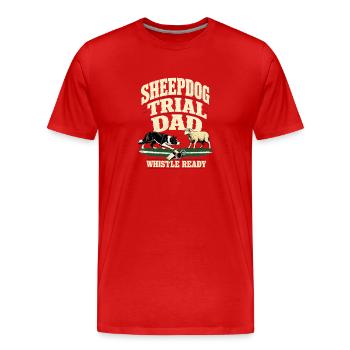 Père Border Collie, Père d’épreuve de chien de berger Sifflet - T-shirt bio Premium Homme - rouge - Devant - Damien (186cm)