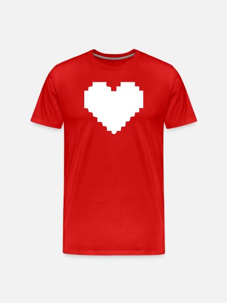 White Heart White Pixel Heart Gift - Men's Premium Organic T-Shirt - red