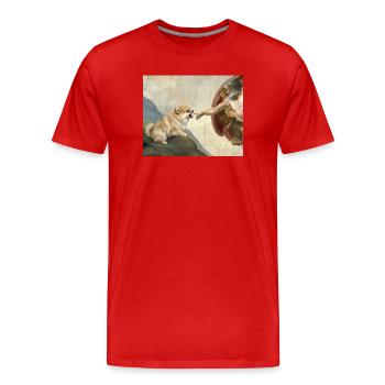 Mème du chien God God Hand Pomeranian Dog - T-shirt bio Premium Homme - rouge - Devant - Damien (186cm)