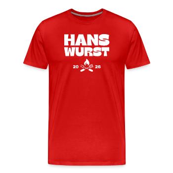 Hans Wurst - Männer Premium Bio T-Shirt - Rot - Vorne - Damien (186cm)