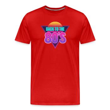 Retour aux années 80 néon - T-shirt bio Premium Homme - rouge - Devant - Damien (186cm)