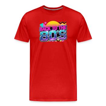 Retour au Neon Retro des années 80 - T-shirt bio Premium Homme - rouge - Devant - Damien (186cm)