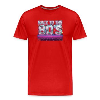 Retour à la grille néon des années 80 - T-shirt bio Premium Homme - rouge - Devant - Damien (186cm)