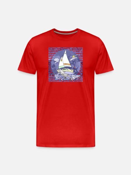 Sailboat - Men's Premium Organic T-Shirt - red