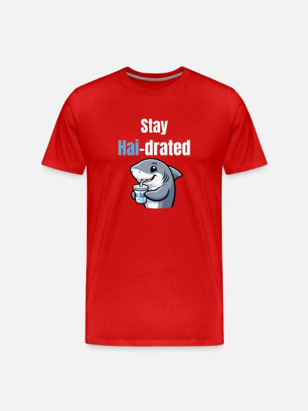 Shark-drated | Funny cartoon shark with drink - Men's Premium Organic T-Shirt - red