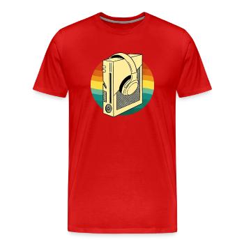 Magnétophone cassette cassette cassette musique des années 80 - T-shirt bio Premium Homme - rouge - Devant - Damien (186cm)