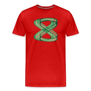 Chemins entrelacés – Attracteur étrange - T-shirt bio Premium Homme - rouge - Devant - Damien (186cm)
