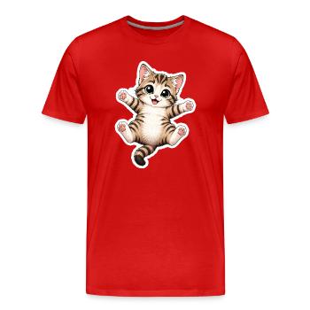 Chat aux pattes tendues - T-shirt bio Premium Homme - rouge - Devant - Damien (186cm)