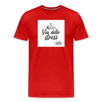 Via dello Stress: Stressabbau Humor - Männer Premium Bio T-Shirt - Rot - Vorne - Damien (186cm)
