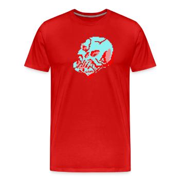 Crâne néon 8 bits - T-shirt bio Premium Homme - rouge - Devant - Damien (186cm)