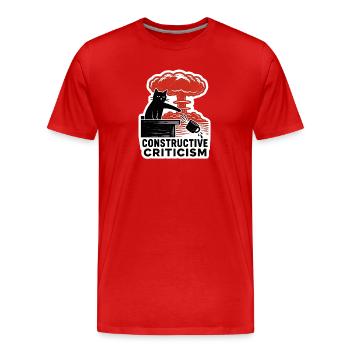 Tasse à café Linocut Cat Nuclear Explosion - T-shirt bio Premium Homme - rouge - Devant - Damien (186cm)