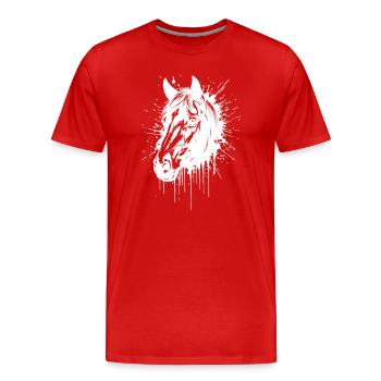 Tête de Cheval Splash Blanc - T-shirt bio Premium Homme - rouge - Devant - Damien (186cm)