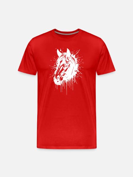 White Splash Horse Head - Men's Premium Organic T-Shirt - red