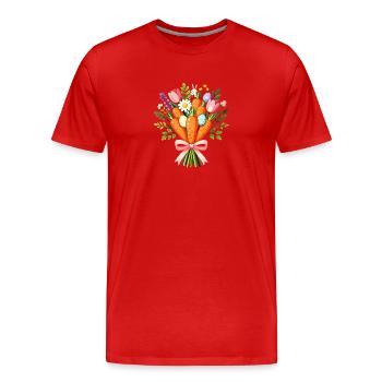 Bouquet de carottes de Pâques avec œufs - T-shirt bio Premium Homme - rouge - Devant - Damien (186cm)