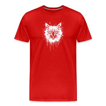 Tête de Chat Splash Tattoo Blanc - T-shirt bio Premium Homme - rouge - Devant - Damien (186cm)