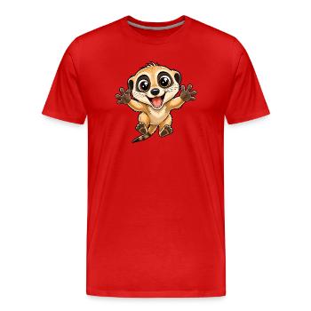 Un joli suricate saute vers toi - T-shirt bio Premium Homme - rouge - Devant - Damien (186cm)