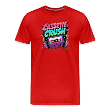 Casette Crush années 80 - T-shirt bio Premium Homme - rouge - Devant - Damien (186cm)