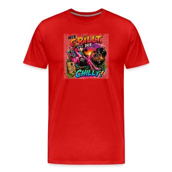 wer grillt, der chillt - cooles lustiges Geschenk - Männer Premium Bio T-Shirt - Rot - Vorne - Damien (186cm)