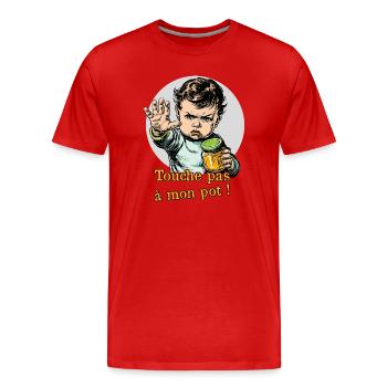 TOUCHE PAS À MON POT ! (bébé, cuisine) - T-shirt bio Premium Homme - rouge - Devant - Damien (186cm)