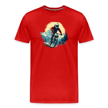 Portrait en VTT - T-shirt bio Premium Homme - rouge - Devant - Damien (186cm)