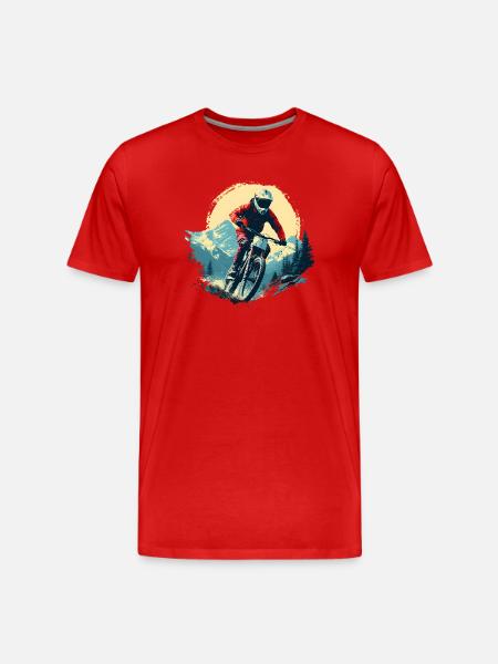 Mountain Biking Portrait - Men's Premium Organic T-Shirt - red