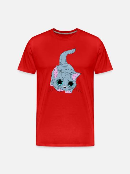 Grey Kitten with Neon Eyes - Men's Premium Organic T-Shirt - red