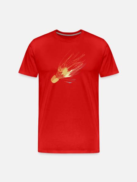 Retro Shuttlecock Line Art - Men's Premium Organic T-Shirt - red