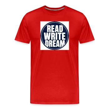 Insigne de rêve Vintage Read Write - T-shirt bio Premium Homme - rouge - Devant - Damien (186cm)