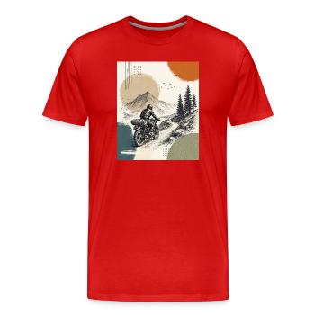 Cycliste sur la route de montagne - T-shirt bio Premium Homme - rouge - Devant - Damien (186cm)