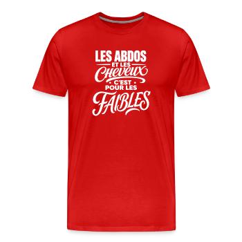 T-shirt humour chauve et gras - T-shirt bio Premium Homme - rouge - Devant - Damien (186cm)