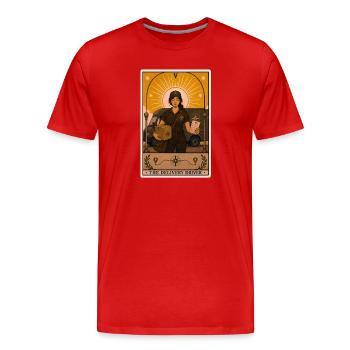 Chauffeur de colis | Tarot de coursier de livraison - T-shirt bio Premium Homme - rouge - Devant - Damien (186cm)