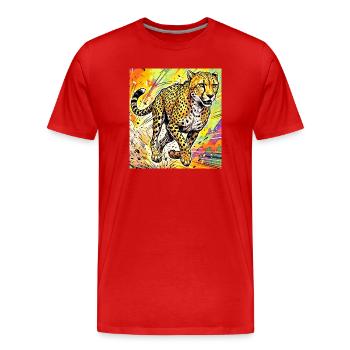 guépard - T-shirt bio Premium Homme - rouge - Devant - Damien (186cm)
