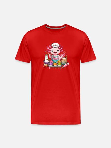 Axolotl Cupcake Cooking Magic - Men's Premium Organic T-Shirt - red