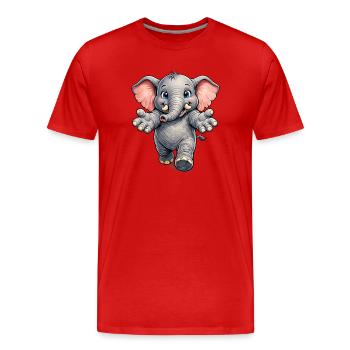 Éléphant amical - T-shirt bio Premium Homme - rouge - Devant - Damien (186cm)