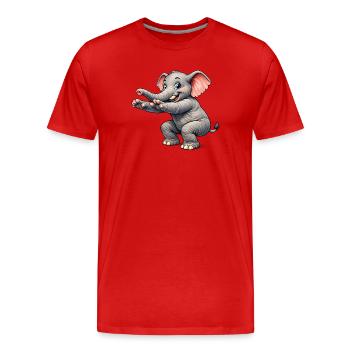 Éléphant pratiquant des sports - T-shirt bio Premium Homme - rouge - Devant - Damien (186cm)
