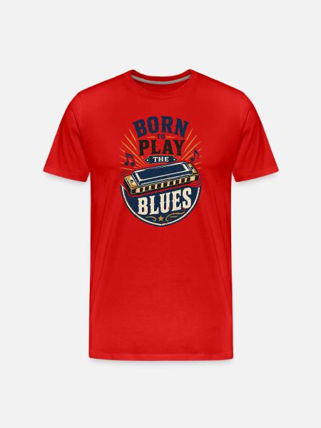 Instrument Harmonica Blues Music Musicians - Men's Premium Organic T-Shirt - red