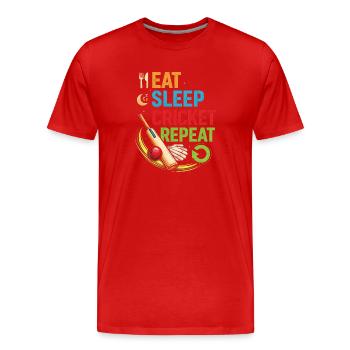 Nourriture grillons, sommeil, répétition - T-shirt bio Premium Homme - rouge - Devant - Damien (186cm)