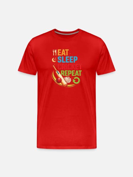 Cricket Food Sleep Repeat - Men's Premium Organic T-Shirt - red