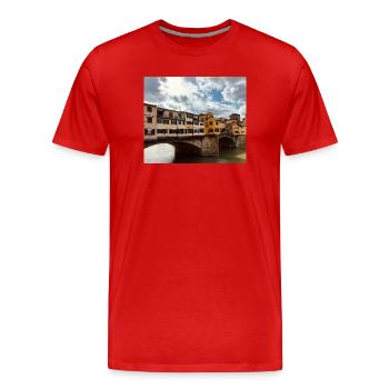 Colorful tenement houses by the river - Men's Premium Organic T-Shirt - red - Front - Damien (186cm)