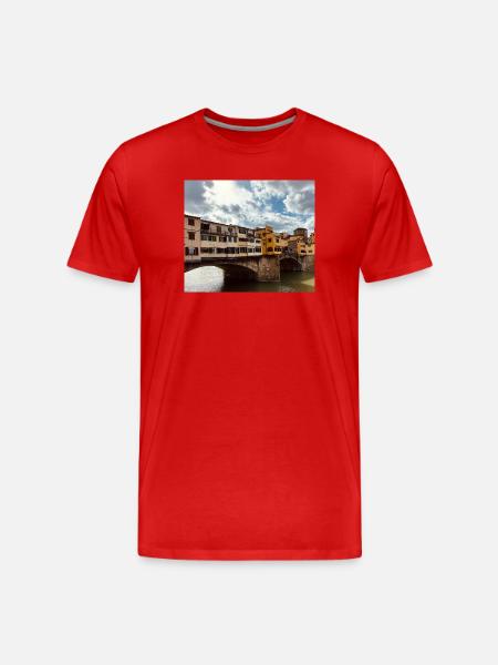 Bunte Mietshäuser am Fluss - Männer Premium Bio T-Shirt - Rot