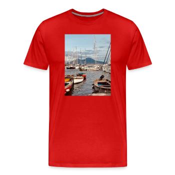 Paysage nautique du port - T-shirt bio Premium Homme - rouge - Devant - Damien (186cm)