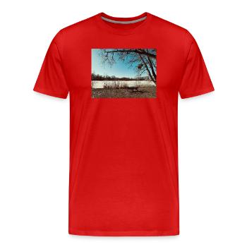 Paysage hivernal au bord du lac - T-shirt bio Premium Homme - rouge - Devant - Damien (186cm)