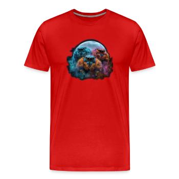 Chibi Jumping Spiders Galaxy Moon Kawaii Anime - T-shirt bio Premium Homme - rouge - Devant - Damien (186cm)
