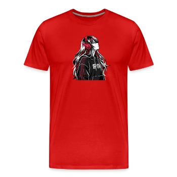 Sweat à capuche Cyberpunk Anime - T-shirt bio Premium Homme - rouge - Devant - Damien (186cm)