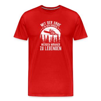 Holzfäller Legende - Männer Premium Bio T-Shirt - Rot - Vorne - Damien (186cm)