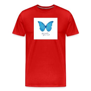 Papillon Bleu Sois gentil avec le Fantôme - T-shirt bio Premium Homme - rouge - Devant - Damien (186cm)