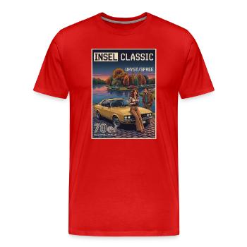 Insel Classic: Vintage Auto Abendstimmung - Männer Premium Bio T-Shirt - Rot - Vorne - Damien (186cm)