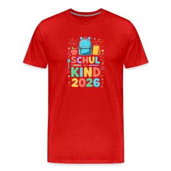 Scolaire 2026 Inscription scolaire 2026 Retour à l’école - T-shirt bio Premium Homme - rouge - Devant - Damien (186cm)