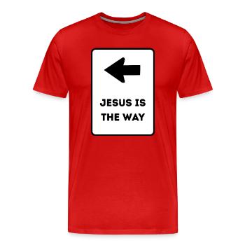 Jésus est la voie - le dessein chrétien - T-shirt bio Premium Homme - rouge - Devant - Damien (186cm)